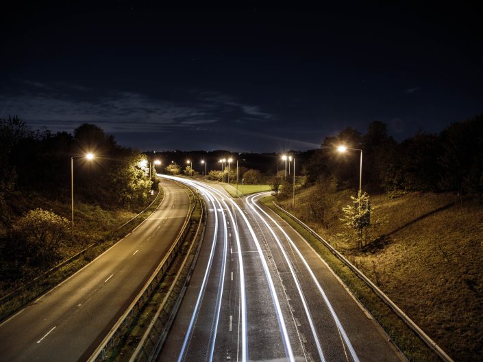 Light trails of the mad-mile, just of J40 of the M1 in Ossett.